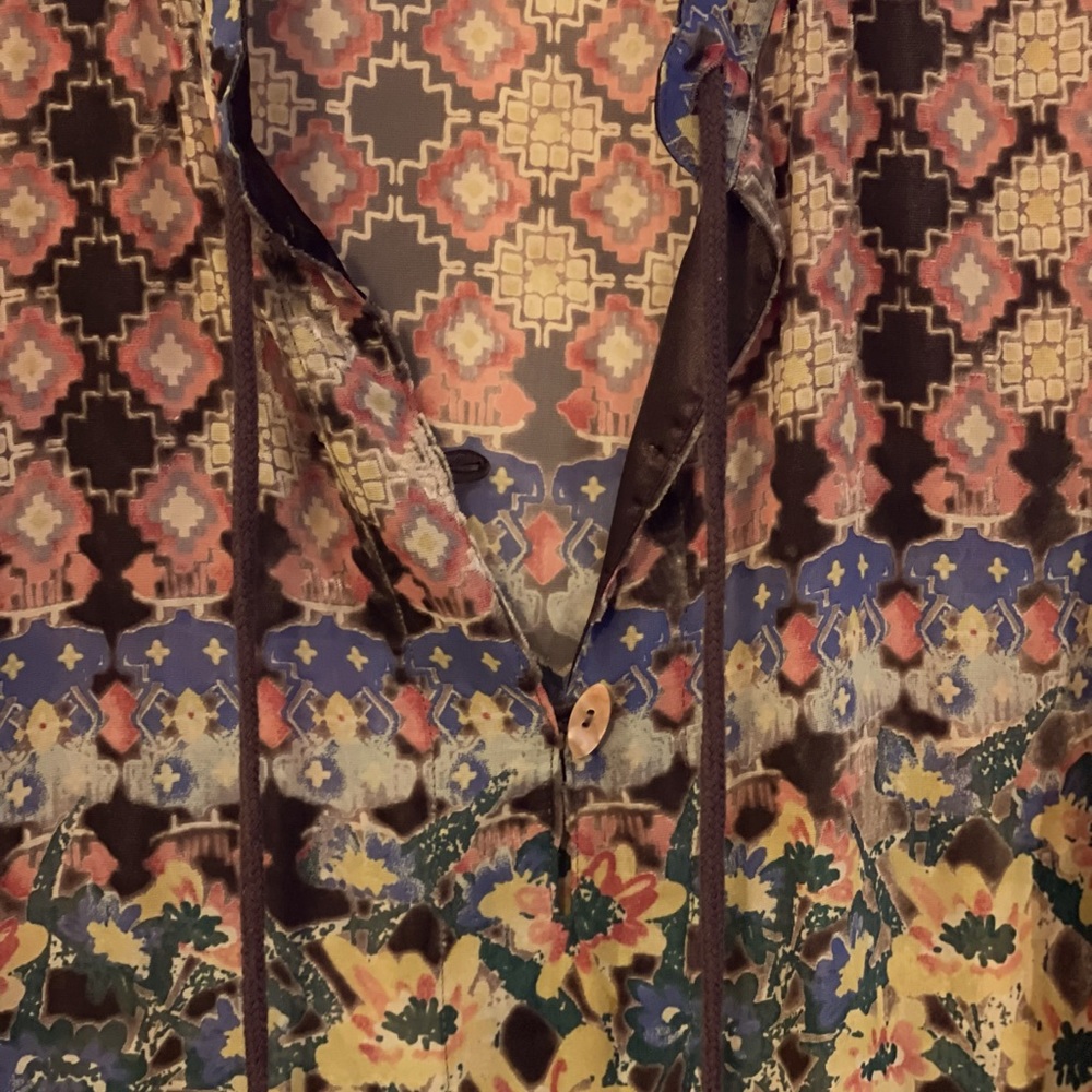 John Mark brown printed loose and light top.